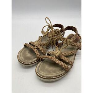 Ruff Hewn Sandals Womens‎ 6 M Pistol Braidy Gladiator Strappy Brown Faux Leather